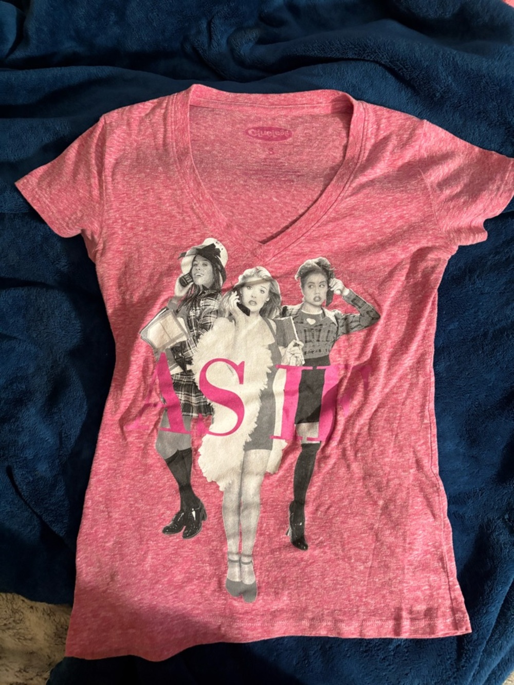Clueless Pink V-Neck Graphic Tee